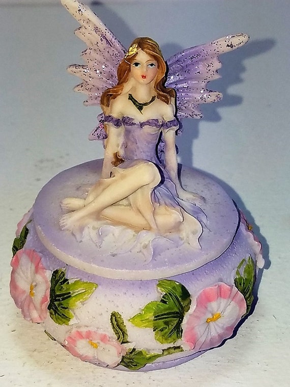 Purple Fairy Tinker Bell Sitting on a Trinket Box - Etsy