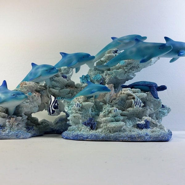 Marine Life Dolphin with Coral Design Figure H = 8.5 in