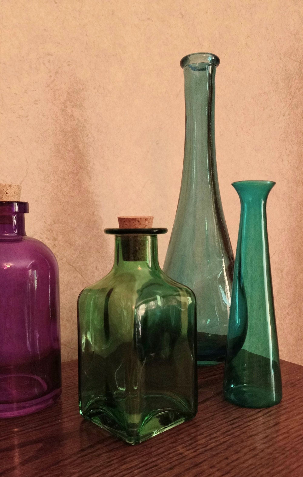 Green Colored Glass Square Bud Vase H 5 Inches Vintage Style Etsy