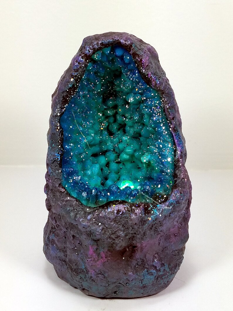 Teal Polyresin Geode Crystal Stone with Cool Color changing Etsy