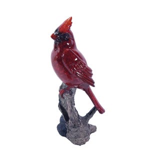 Red Cardinal Resting on a Branch Figurine Statue