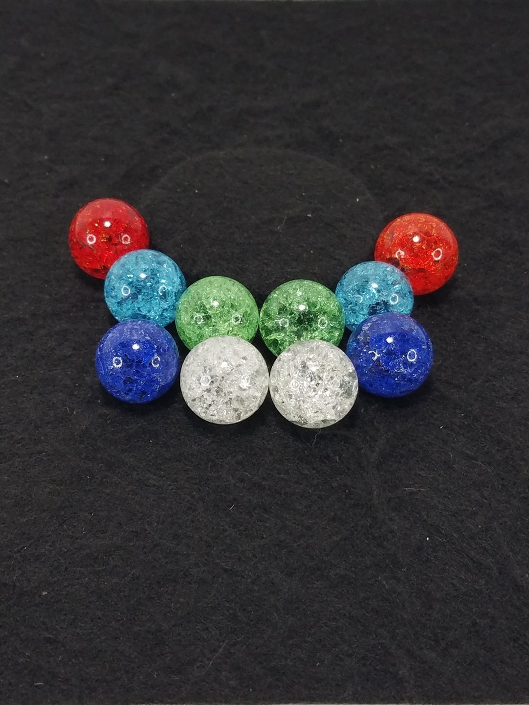 Fried Marbles 10 Collectible Cracked Solid Color Marbles 0077 Glass