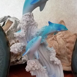 Marine Life Three Dolphins Figurine Statue H 6.25 inch image 3