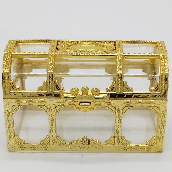Small Gold Treasure Chest Trinket Box 3.5 x 2.5 x 2.5-inches Cool little Box