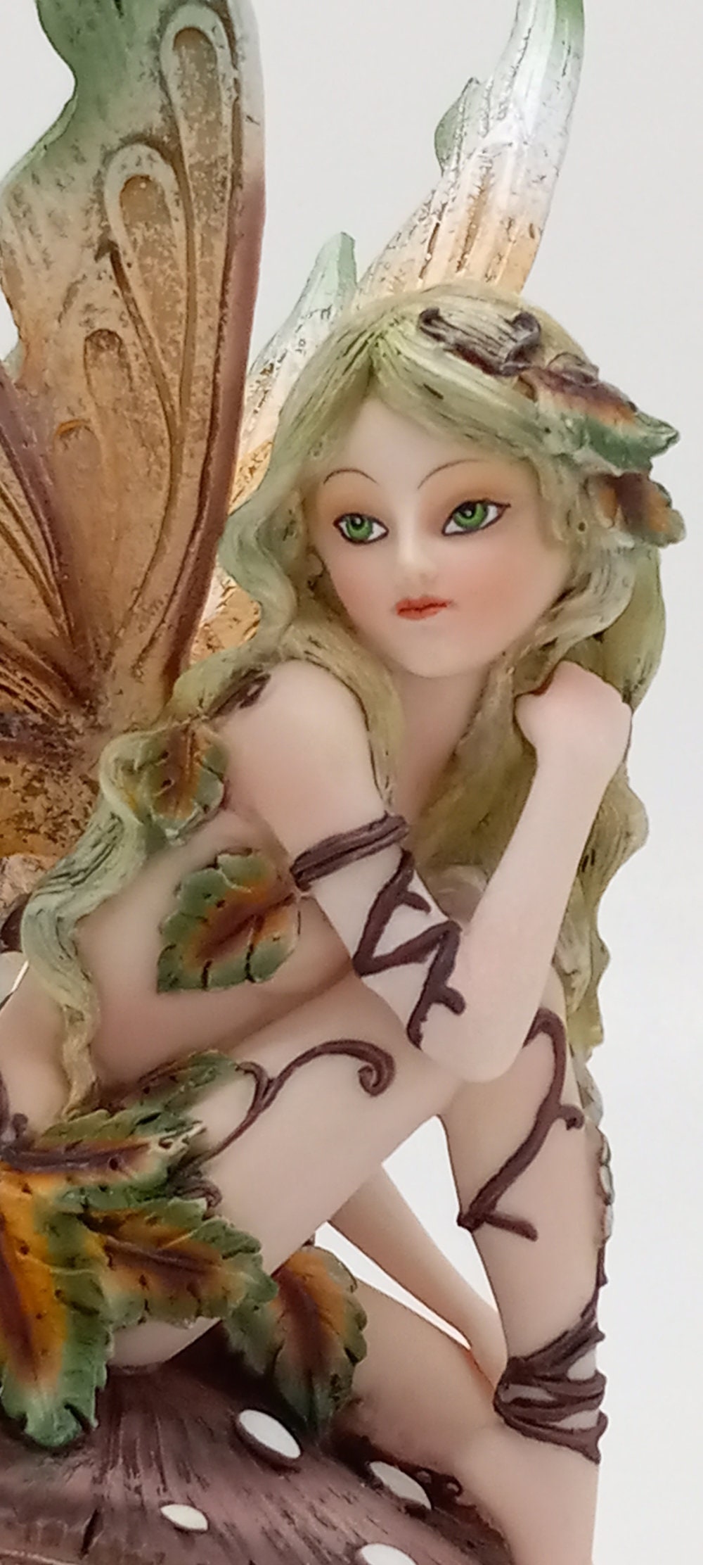 Green Forest Fairy Pixie Sitting on Mushroom 8 Inches - Etsy
