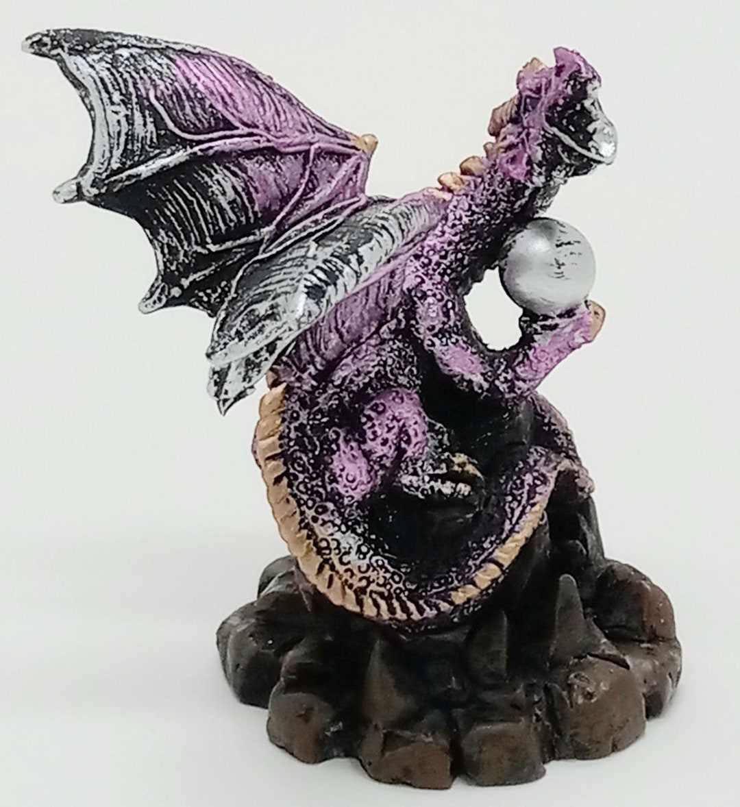 Roaring Medieval Purple Mini Dragon Figurine Holding Crystal H-3in. - Etsy