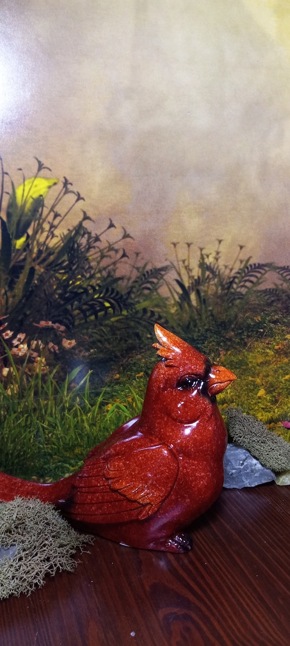 Red Cardinal Sitting on Ground Figurine Statue - Etsy