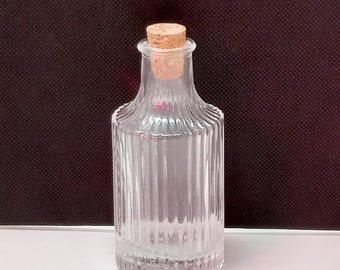 Clear Ribbed Glass Round Vintage Style Apothecary Jar with cork Height = 5.5 in