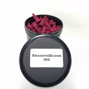Dragons Blood Incense Cones 100 Count, in an Air Tight Reusable Jar / Relax you Space /Highly Fragranced