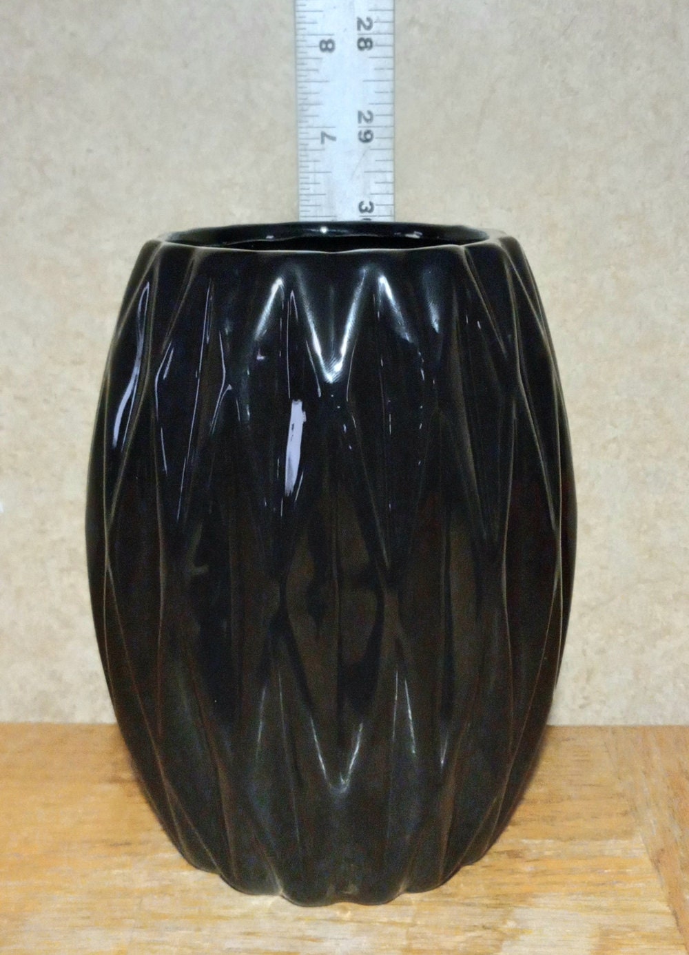 Black Ceramic Flower Vase H-6 in / Vintage Design Collectible - Etsy