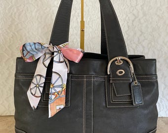 Vtg COACH black hobo soho leather Y2K bag tote