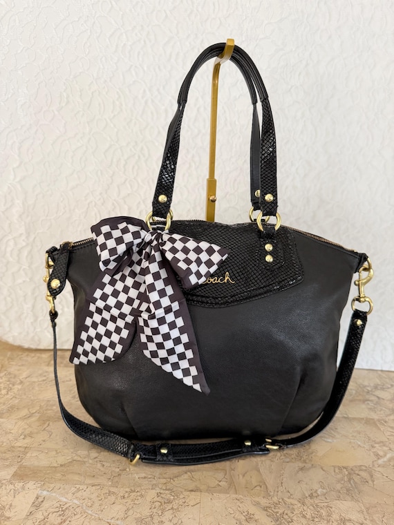バッグ Y2K COACH Ashley Satchel Bag black tote Coach Ashley black leather satchel shoulder bag - Gem