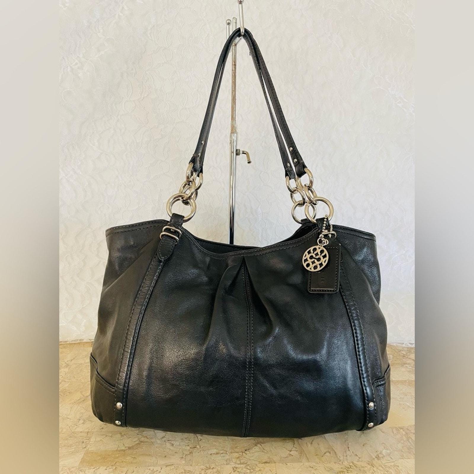 COACH Alexandra Black Leather Tote Shoulder Bag 16242 Etsy
