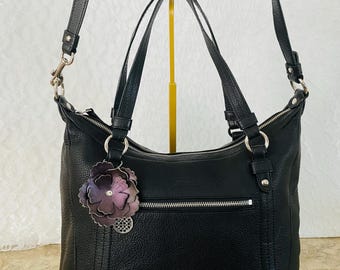 Coach Hampton Canvas and Leather Black Shoulder Bag, Serial