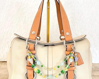 Vintage Y2K Ivory Coach Soho Flap Leather Braided Shoulder Mini