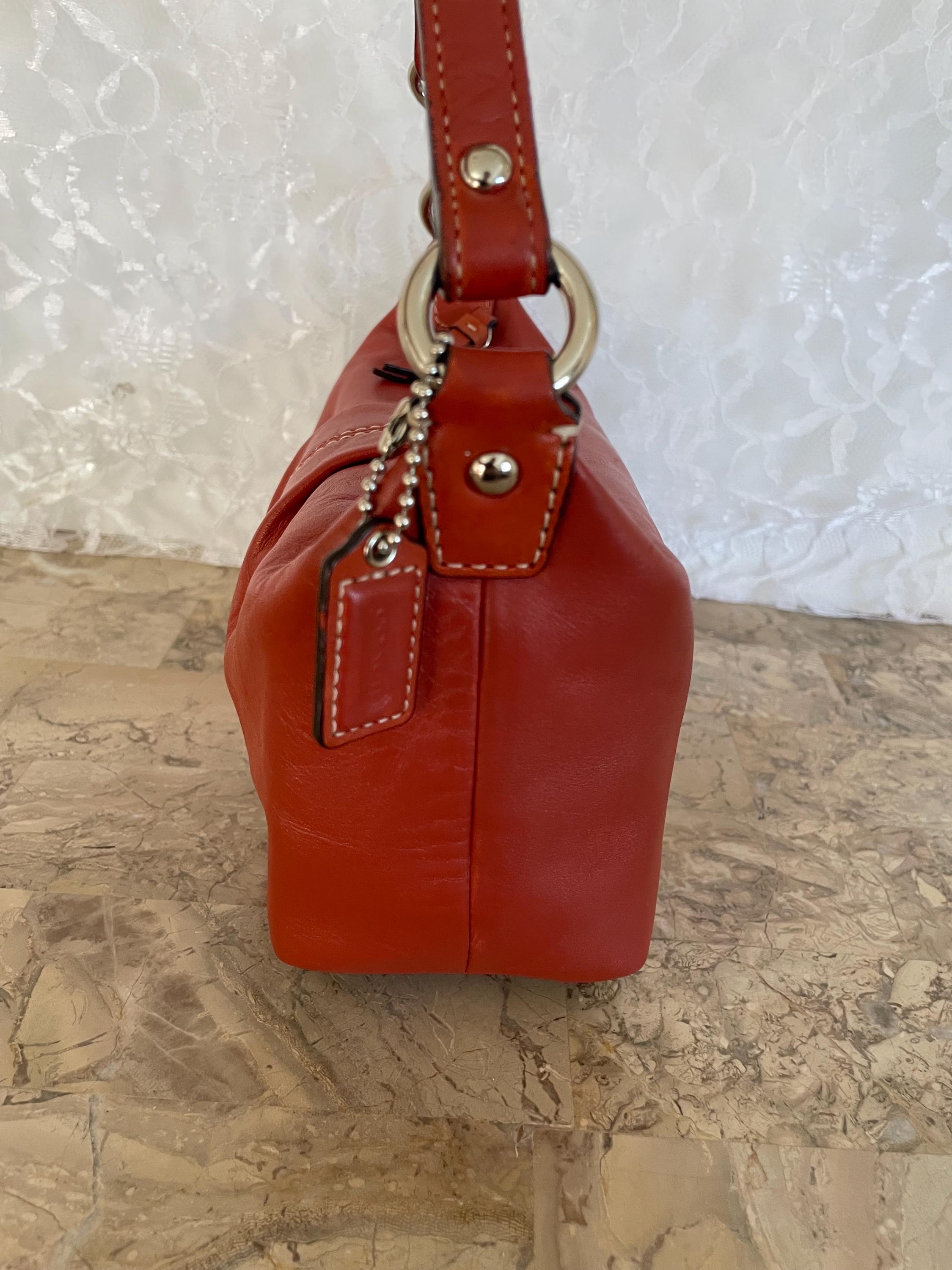 Vtg COACH Red Brick Leather Pleated Y2K Demi Mini Bag - Etsy
