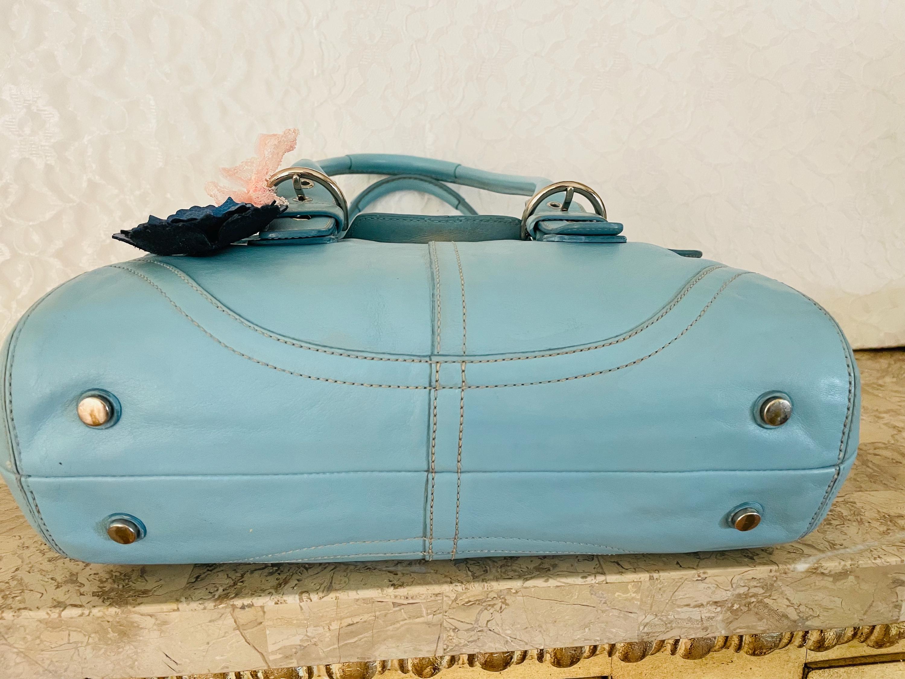 Coach SOHO Light Blue Leather Shoulder Bag Handbag 9636 and