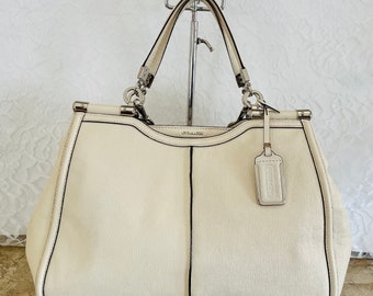 COACH Madison texturized cream leather satchel shoulder bag 25246