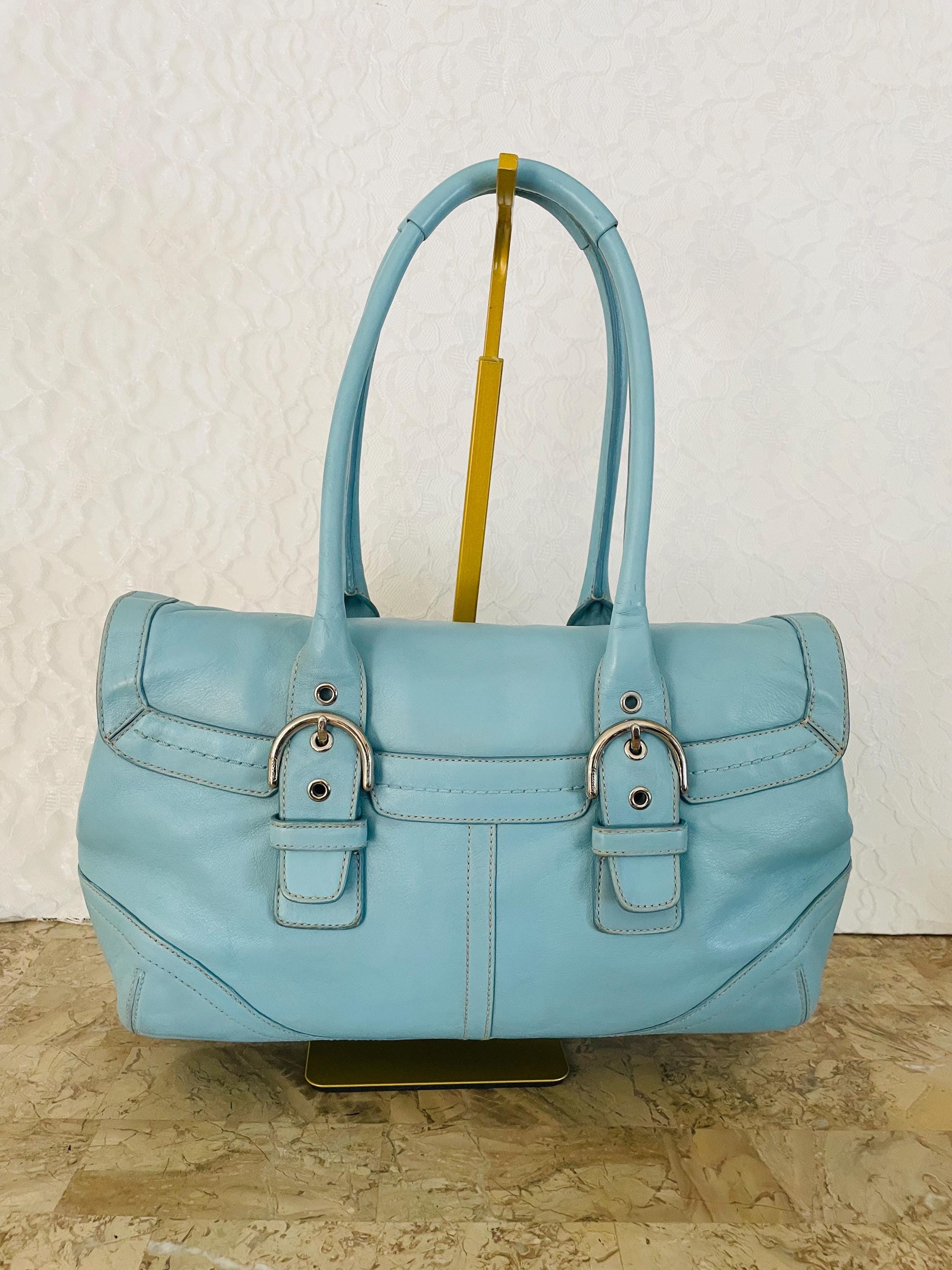 バッグ Coach Soho Shoulder Bag Light Blue Coach Soho Blue Hobo Shoulder Bag One Hand Strap Leather