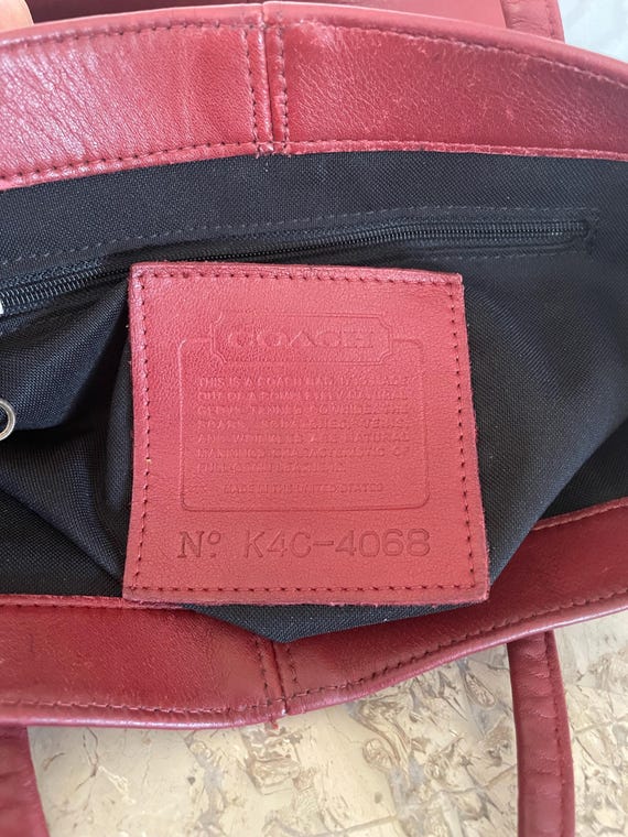 Vtg Coach Tall Lunch Bag Shoulder Bag Tote in Deep Red 4068