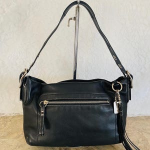 Coach 1417 East West Legacy Shoulder Bag in Black Natural Leather
