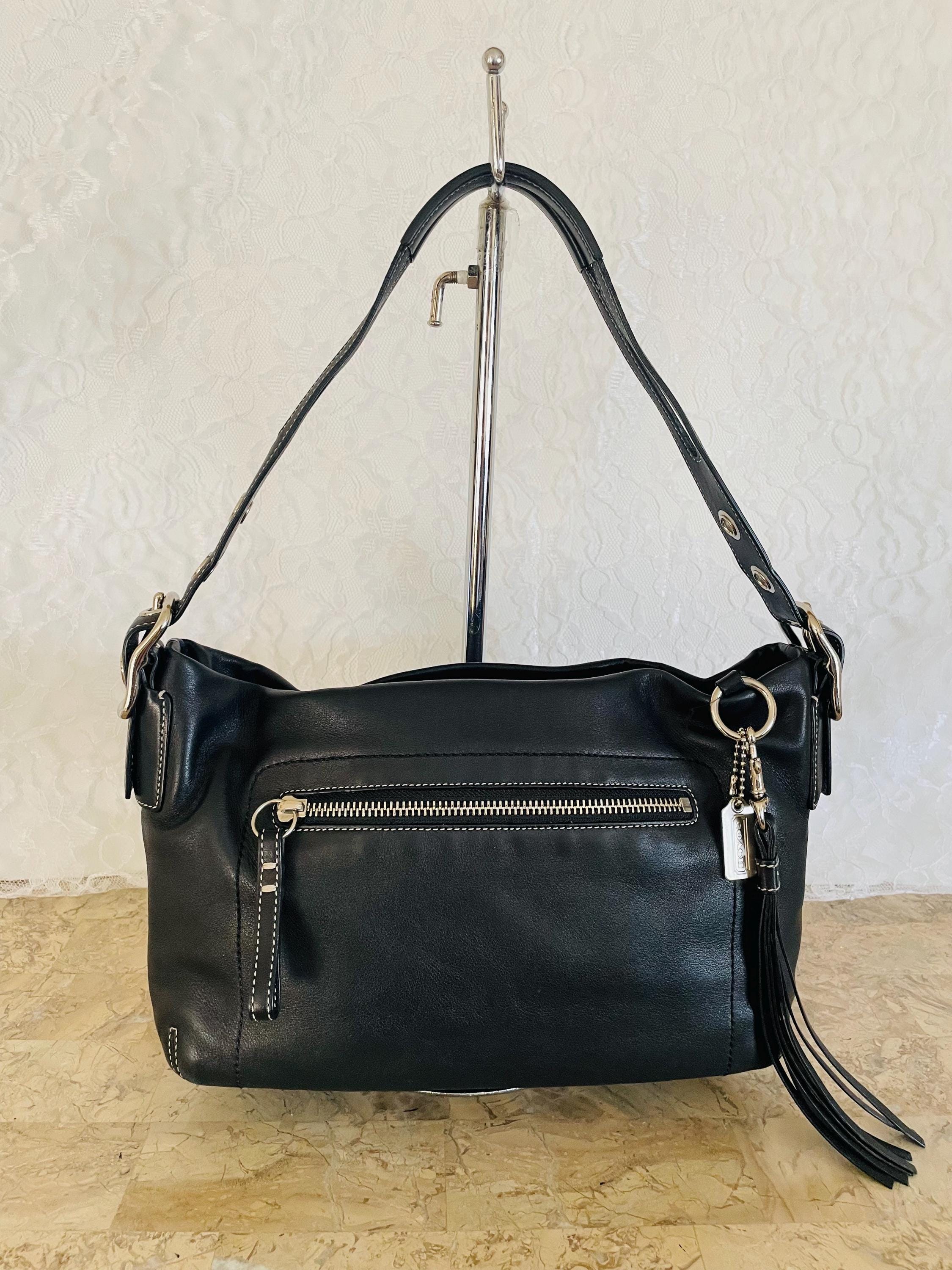 Coach 1417 East West Legacy Shoulder Bag in Black Natural Leather