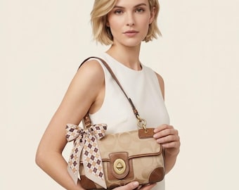 Coach Peyton Signature Sateen FLAP Carryall 14504 Vintage Y2K Handbag