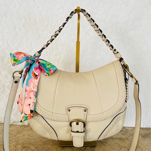 Coach Poppy Cream Leather Whipstitch Hobo Shoulder Bag 19004