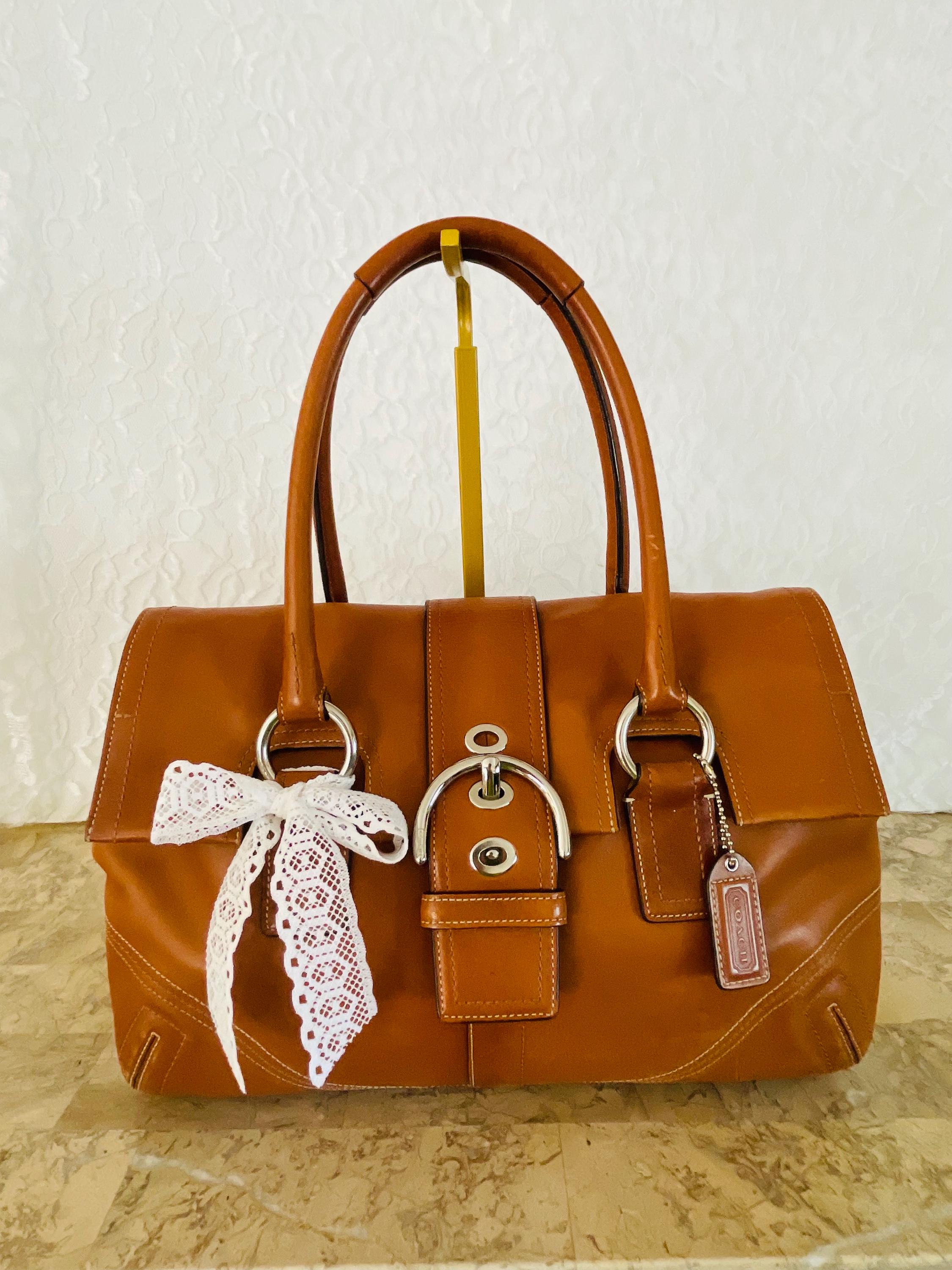Vtg Coach Hampton Soho Saddle Brown Flap Bag F08A11 Satchel 