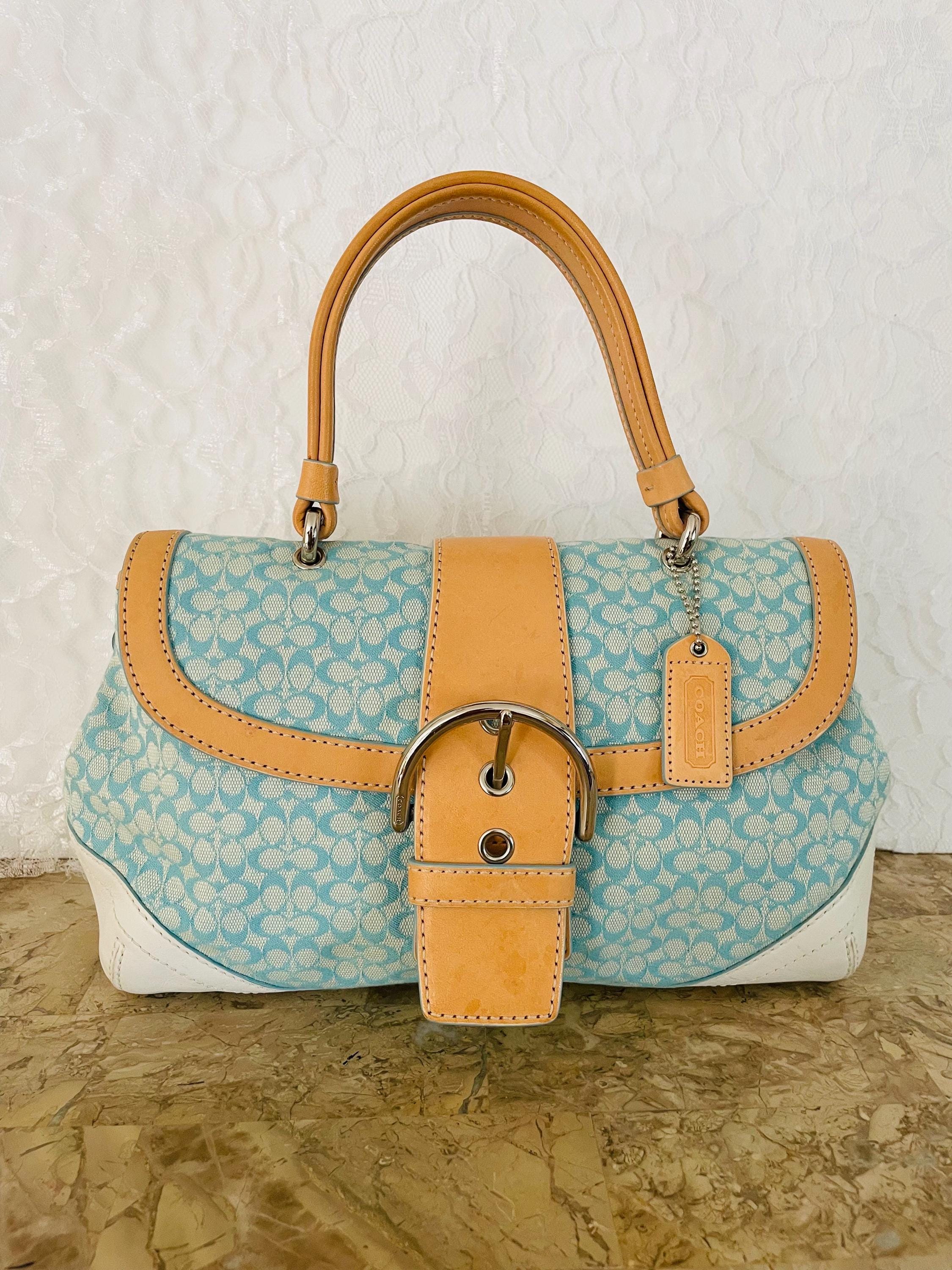 ? Vintage Y2K Coach Soho Leather Bucket Backpack | Powder Blue #9569 Coach Vintage Y2K Light Blue Soho Buckle | Mercari main image 3