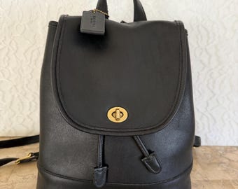 Vtg Coach Black Leather Medium to Full Backpack Daypack 9791  display picture 1