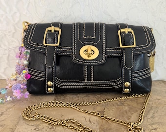 Coach SOHO Signature C Canvas Leather Black Shoulder Bag Handbag
