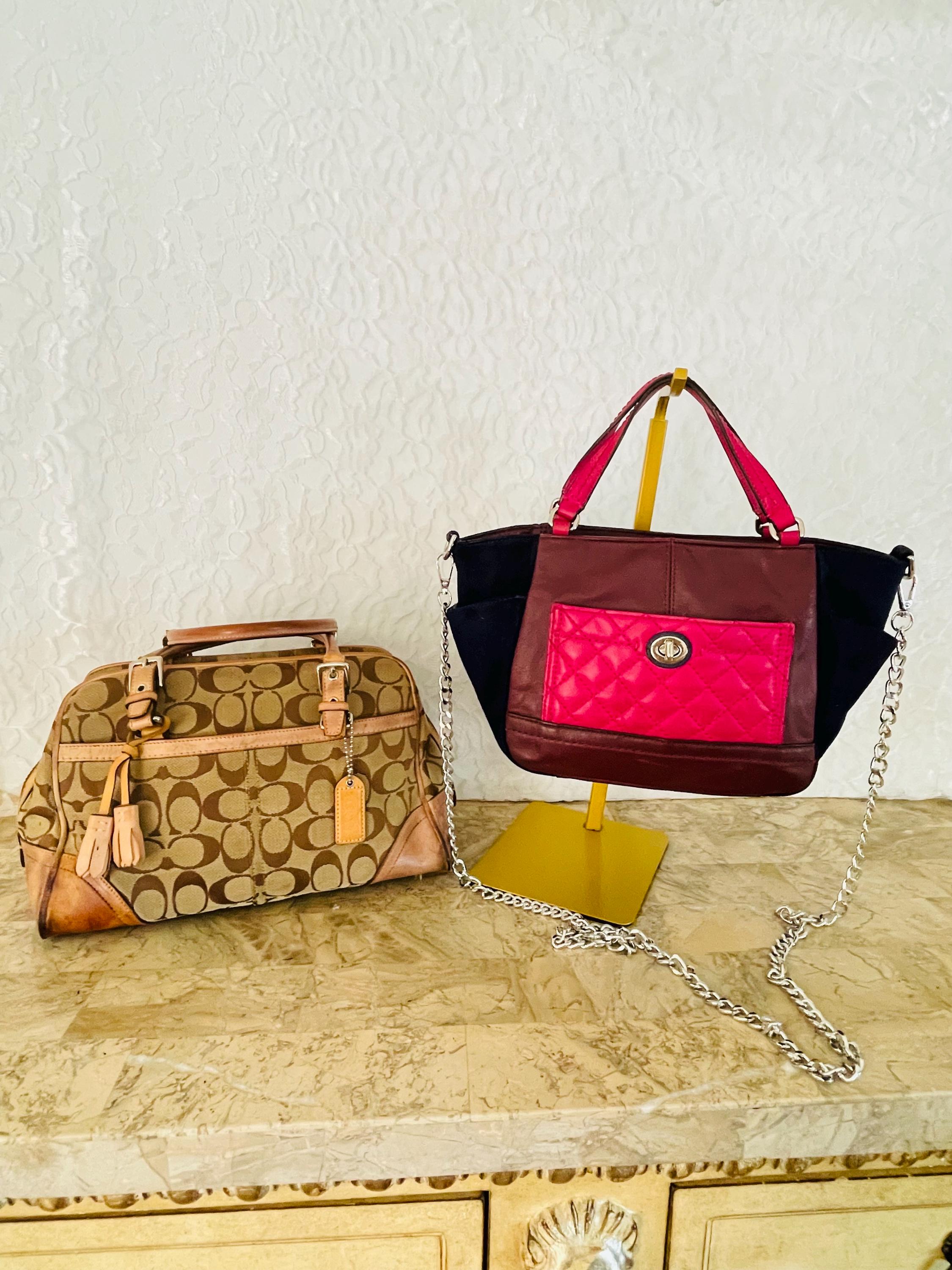 Bundle of 2 Coach bags Hampton 8K05 kakhi/brown and F49865 colorblock mini park tote
