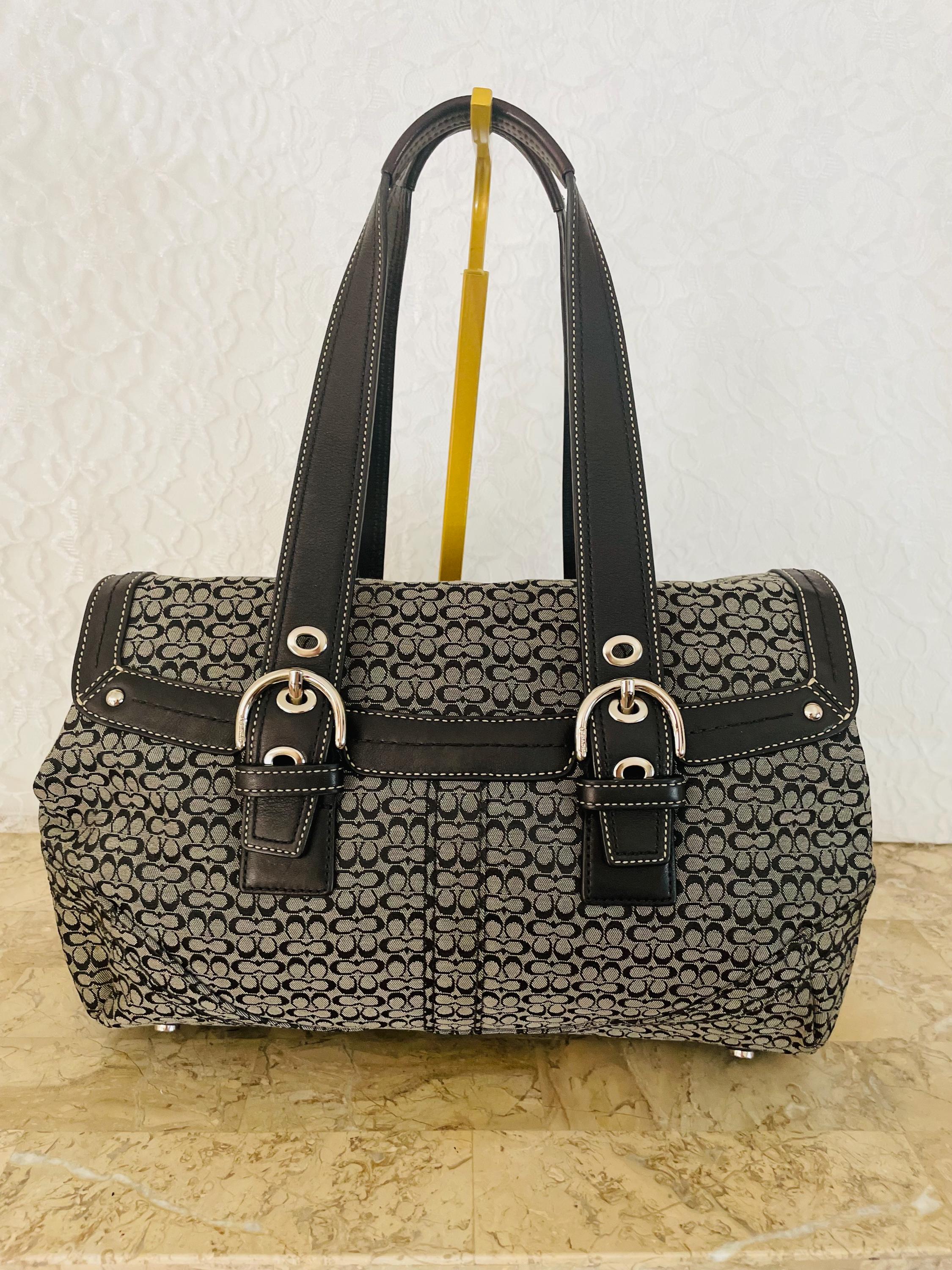 Coach SOHO Signature C Canvas Leather Black Shoulder Bag