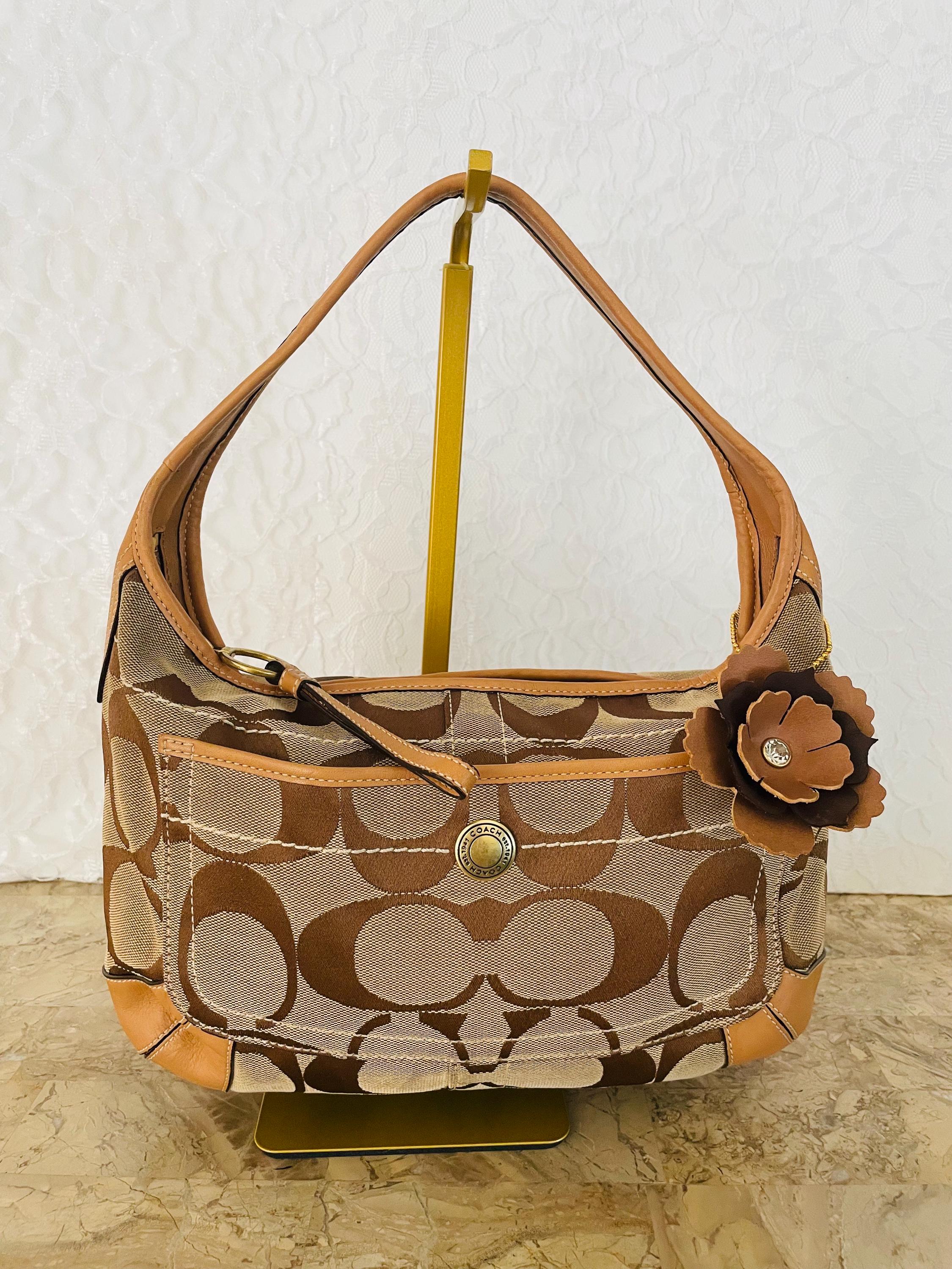 COACH Small ERGO Khaki Brown Vintage Canvas/leather Bag Hobo