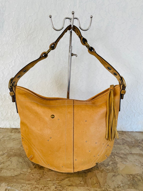 Vtg Rare Coach Ergo stud rivet camel Shoulder bag