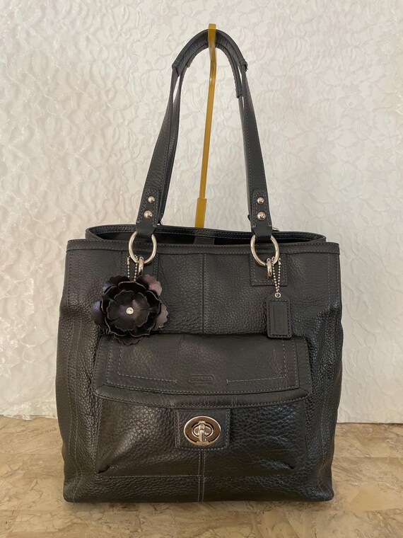Coach Penelope F19264 BLACK Pebble Leather Large Satchel BAG PURSE