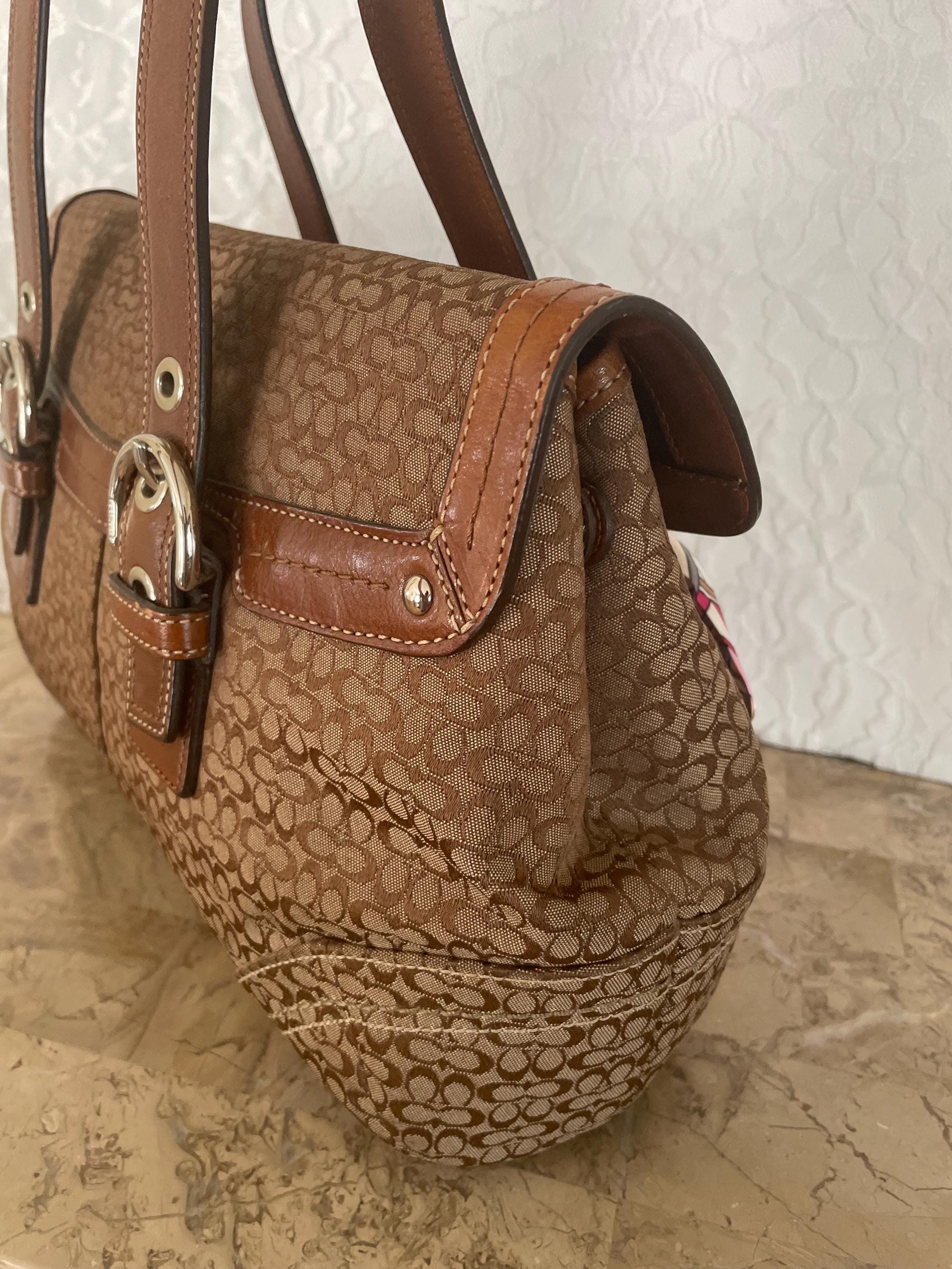 Coach SOHO Signature C Canvas Leather Brown Shoulder Bag Handbag