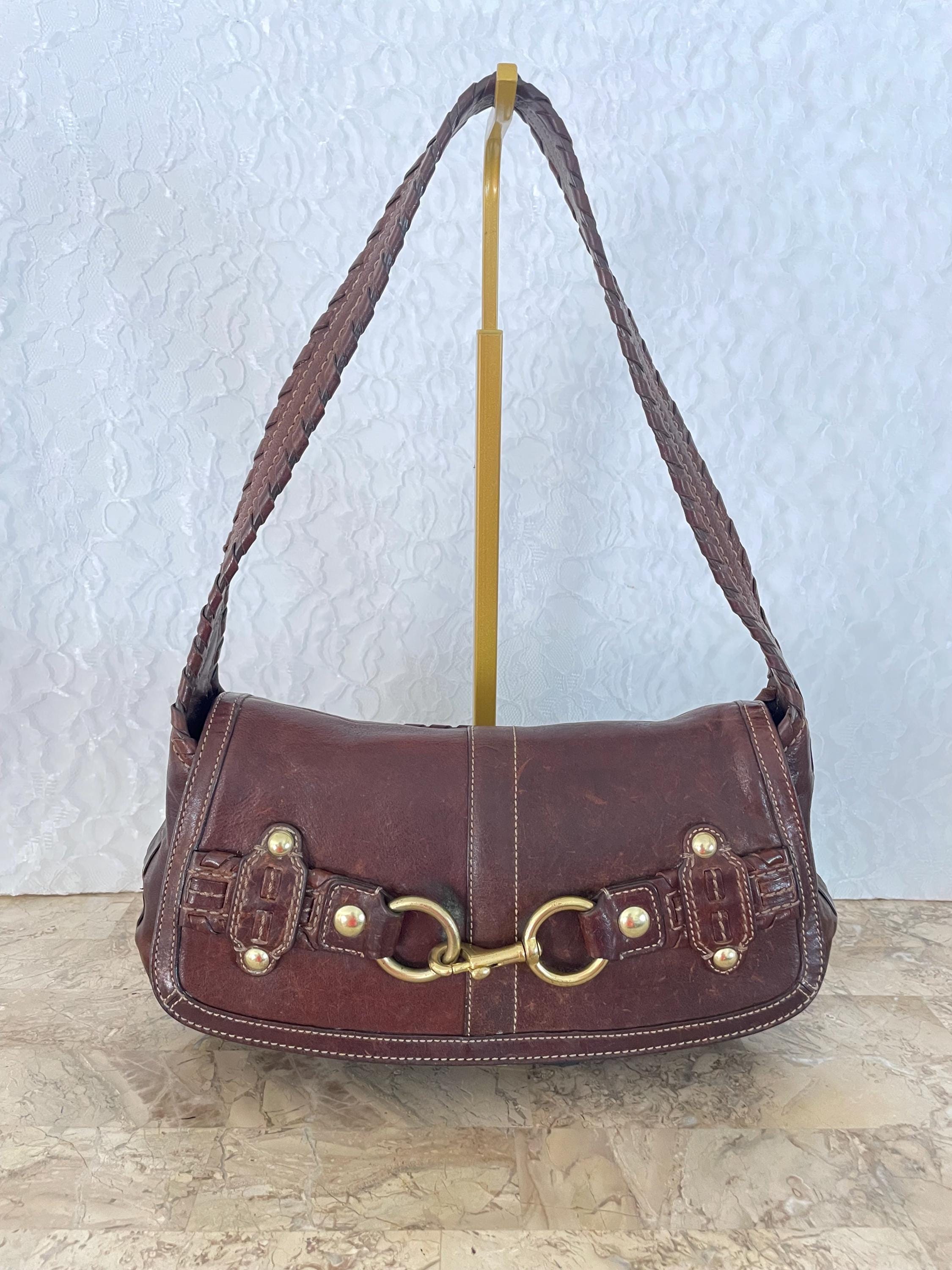 Coach Belted Ergo Whip Stitch RARE Flap Shoulder Bag Brown Braided