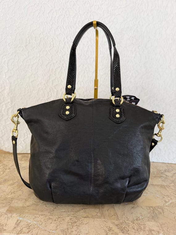 【希少】OLD COACH Dulles Bag leather black Coach Leatherware Bleecker G30 9355 Black Solid Silver Hardware