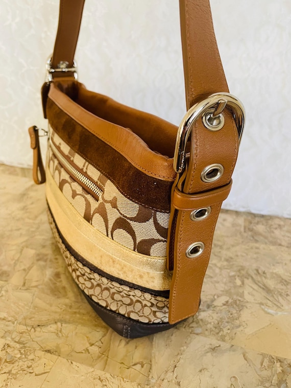 Vintage COACH Striped Patchwork Convertible Shoul… - image 5