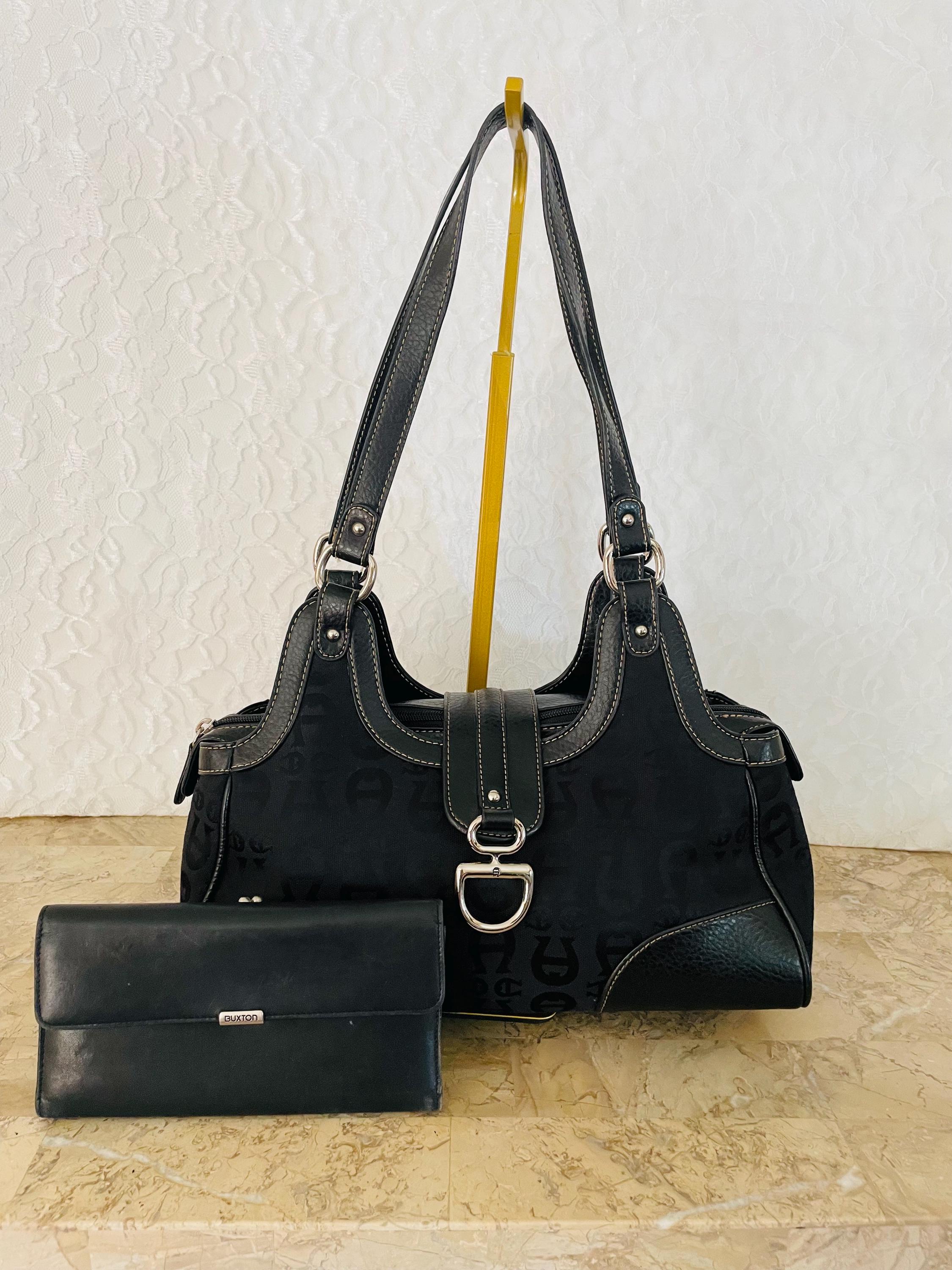 美品 アイグナー AIGNER ボストンバッグ レザー ブラック 黒 大型 旅行 美品 アイグナー AIGNER ボストンバッグ レザー ブラック 黒