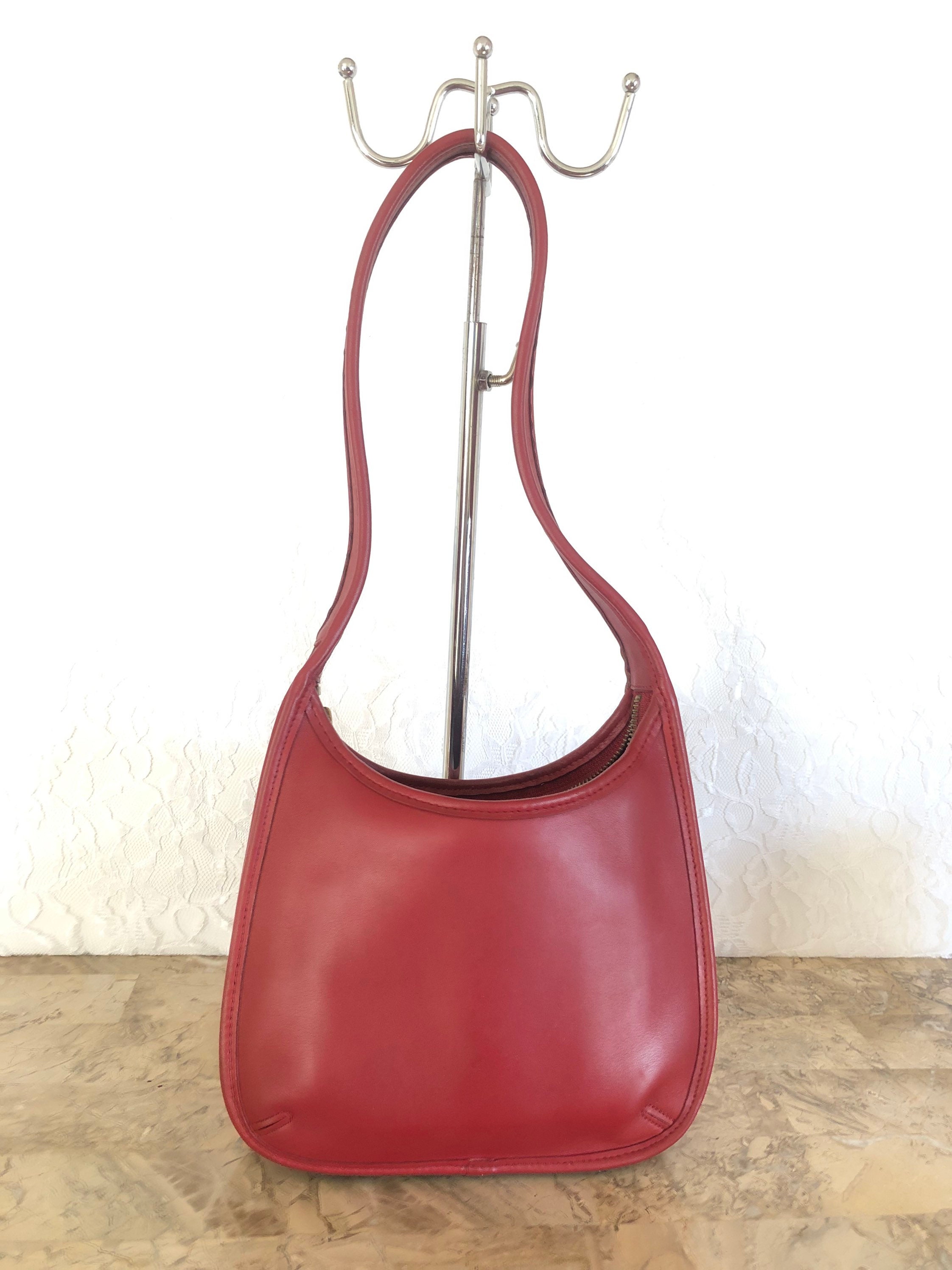 RARE COACH Red Vintage Leather Ergo Mini Zip Bag 9020