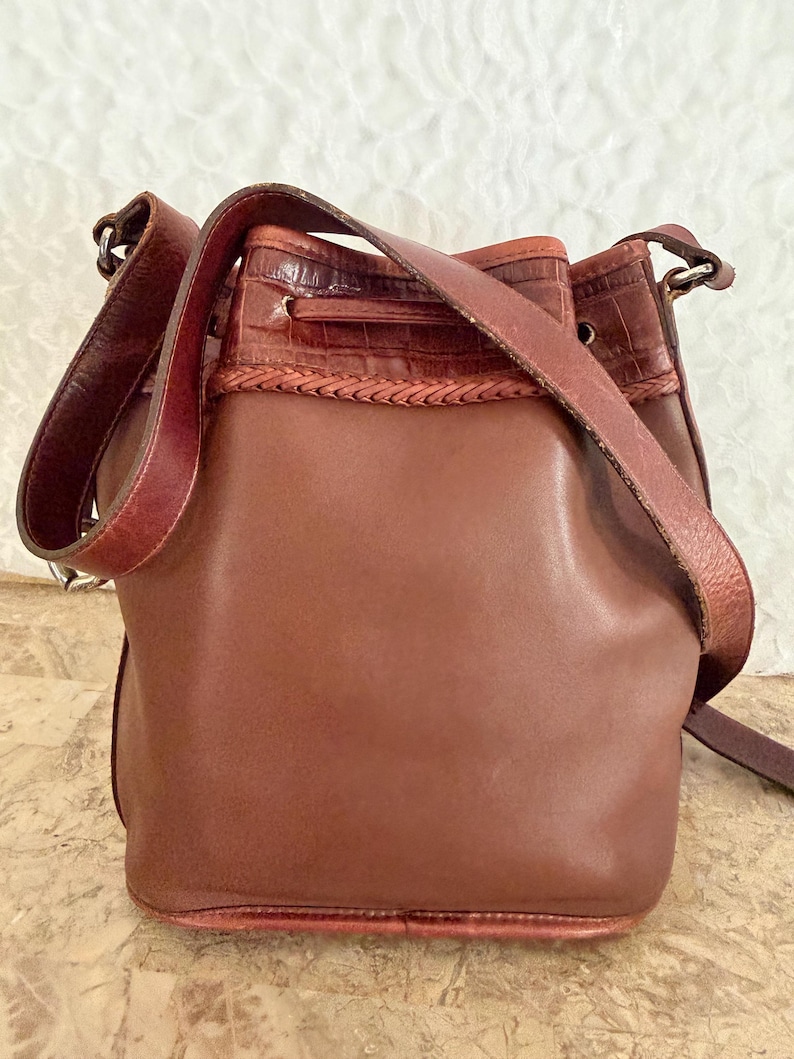 Bundle of 2 Brighton purses leather croc embossed bucket shoulder bag and foldable bag image 3