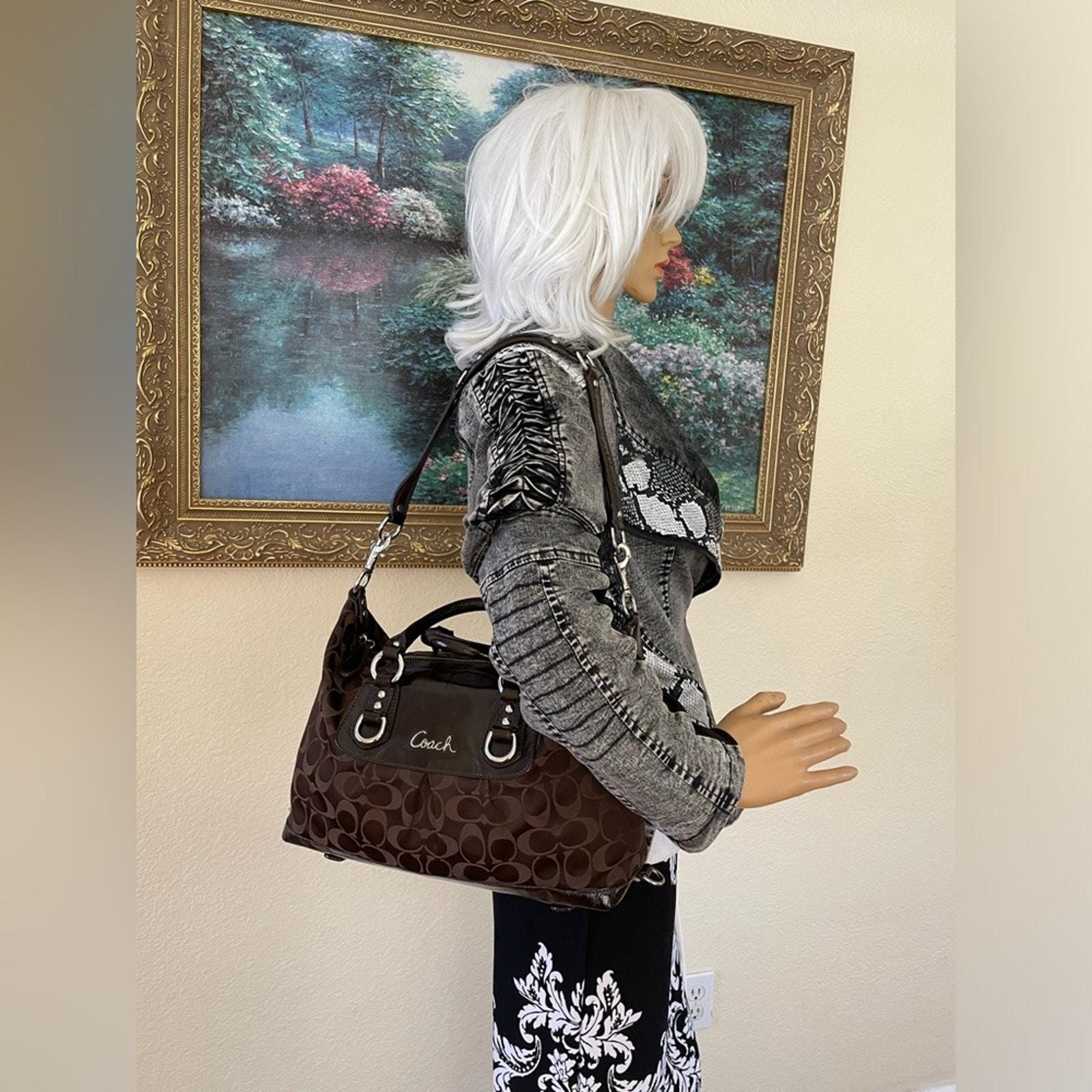 Coach Ashley Sabrina Jacquard Brown Satchel Shoulder Bag - Etsy