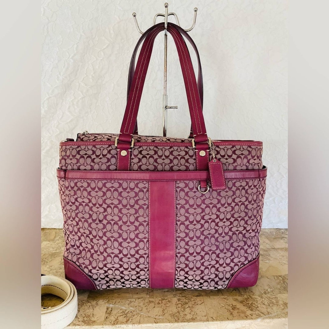 Vtg Coach XL Diaper Bag Canvas/leather Shoulder Bag Tote Etsy