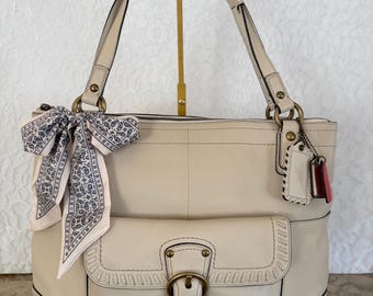 Coach Poppy Cream Leather Whipstitch Hobo Shoulder Bag 19004