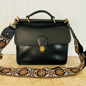 Vtg Coach Willis BLack Messenger CRosbody BAg 9927