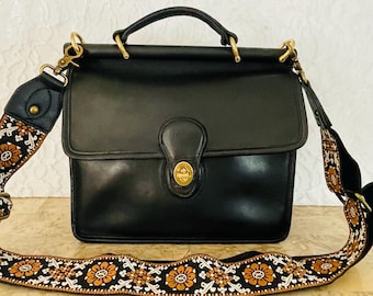 Vtg Coach Willis BLack Messenger CRosbody BAg 9927