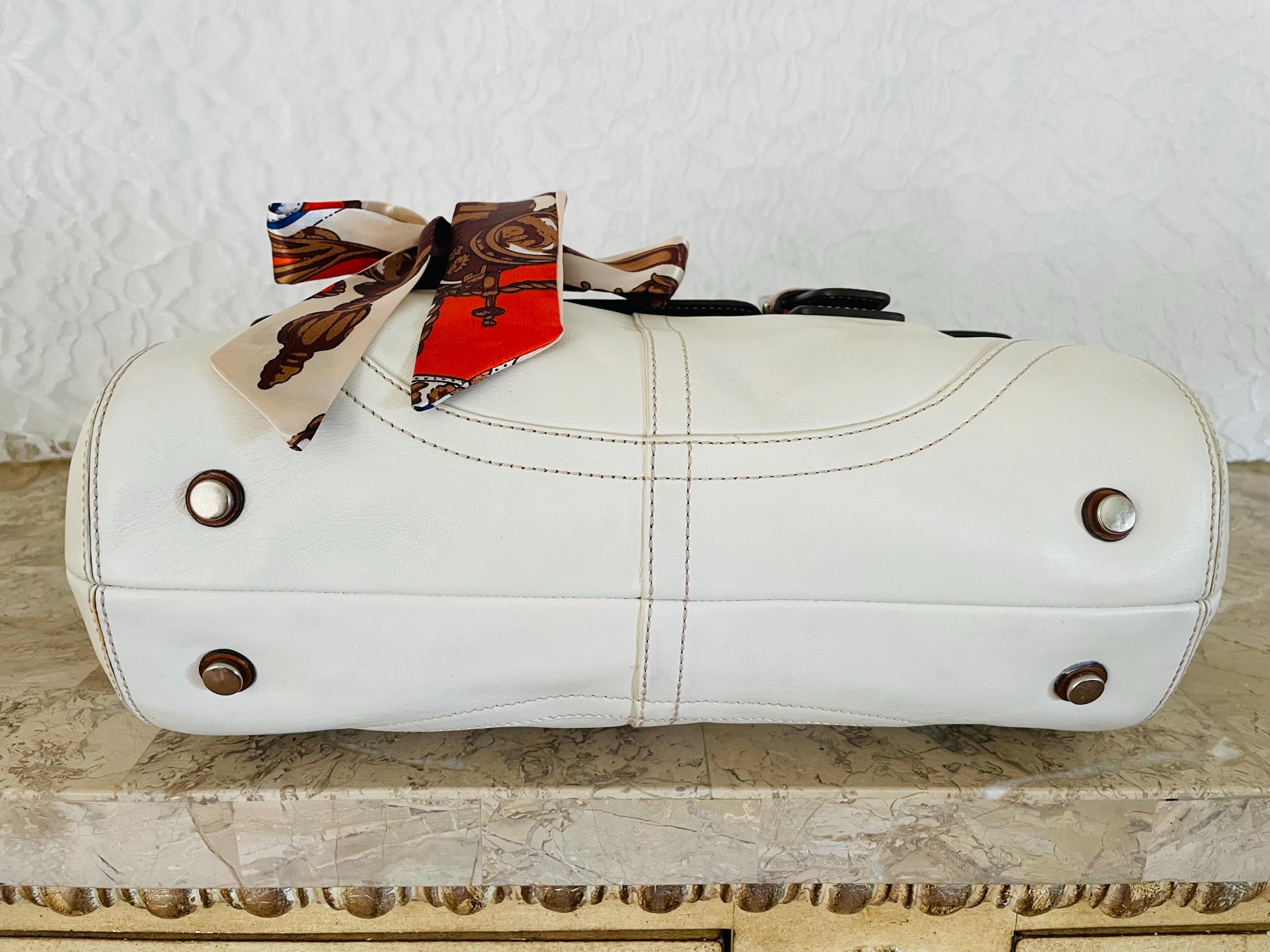 Coach Soho Hampton White/brown Leather Flap Bag 9636 Satchel 